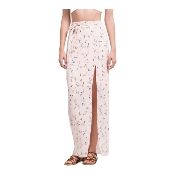 JOA x Revolve Light Pink Floral Tie Waist High Slit Maxi Skirt Small NWT - Picture 9 of 14